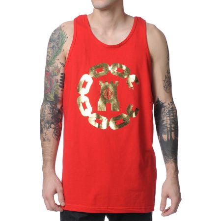 Crooks and Castles 10-Year Chain Red Tank Top