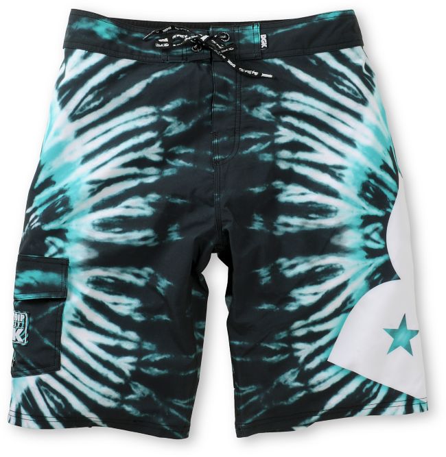 DGK Dont Trip Black & Mint Tie Dye 23 Board Shorts