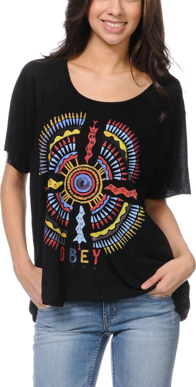 Obey Sand Pearl Black Harmony Top