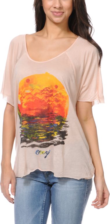 Obey Rising Red Sun Peach Harmony Top