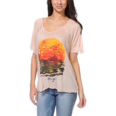 Obey Rising Red Sun Peach Harmony Top