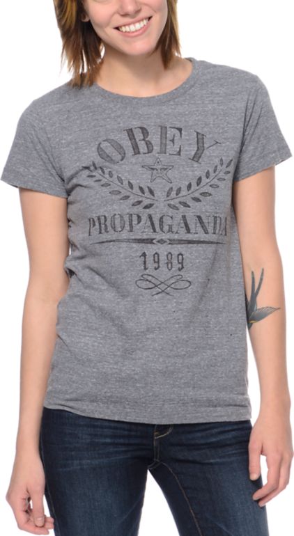 Obey Propaganda Flower Sack Grey Tri-Blend Tee Shirt
