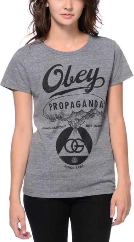 Obey Nuclear Attack Grey Tri-Blend Tee Shirt