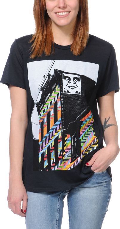 Obey Girls Woodside Pittsburgh After Hours Black Tee Shirt