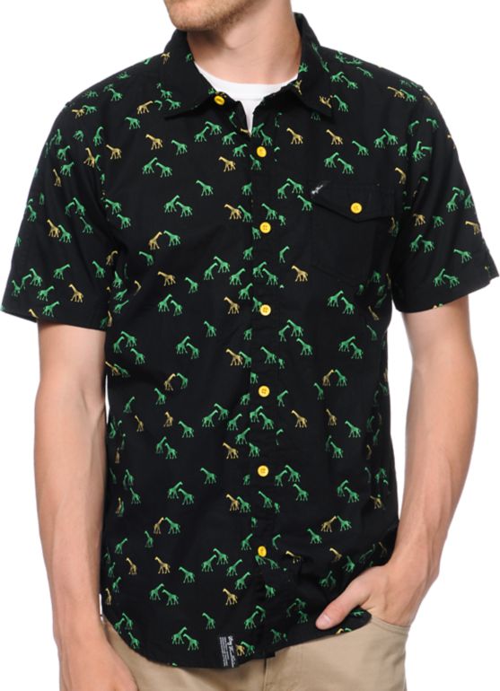 LRG Brightest Heard Black Short Sleeve Button Up Shirt