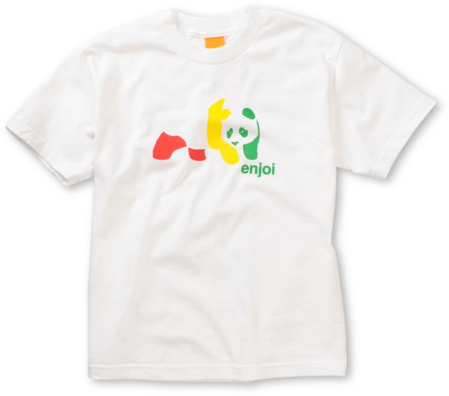 Enjoi Boys Rasta Panda White Tee Shirt