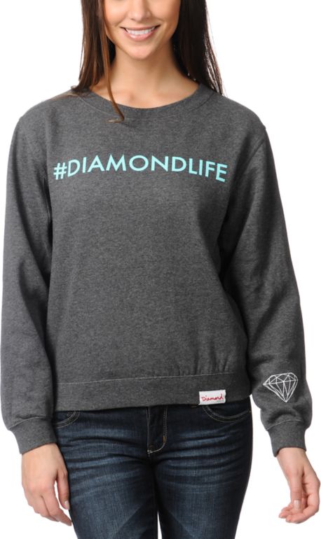 Diamond Supply Hashtag Charocal Crew Neck Sweatshirt