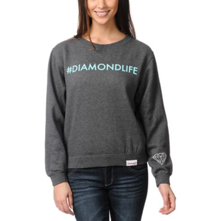 Diamond Supply Hashtag Charcoal Crew Neck Sweatshirt
