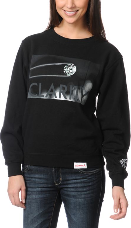 Diamond Supply Girls Clarity Black Crew Neck Sweatshirt