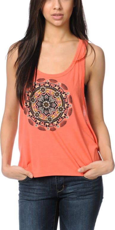 Element Medallion Coral Racerback Tank Top