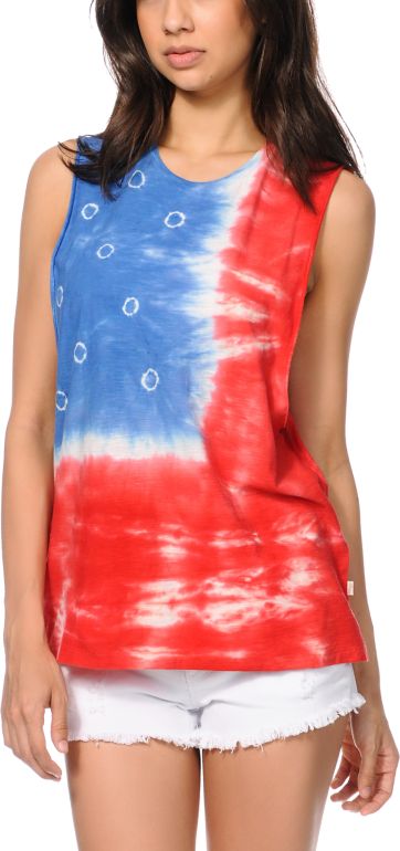 Obey Free Fallin Tie Dye Cut Off Tank Top