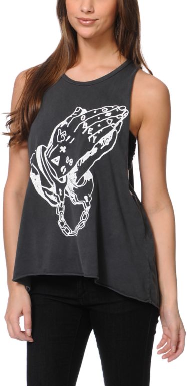 Obey Holy Hands Charcoal Open Back Tank Top