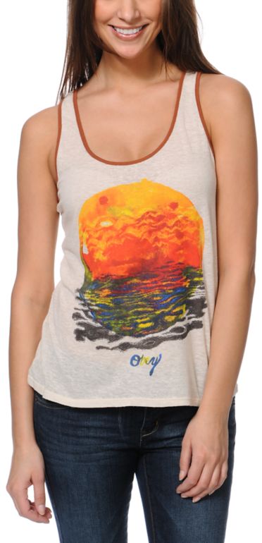 Obey Rising Red Sun Natural White Rookie Tank Top