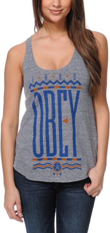 Obey Colours Heather Grey Racerback Tank Top