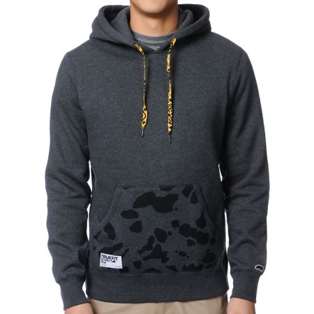 Trukfit Charcoal Printed Pocket Pullover Hoodie