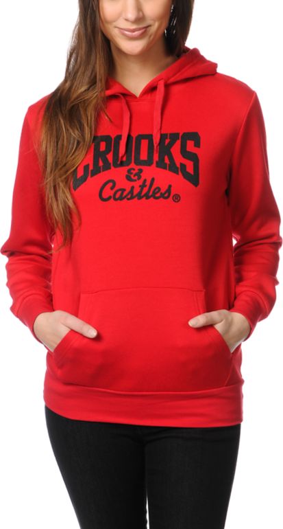 Crooks and Castles Girls Core Logo Red Pullover Hoodie
