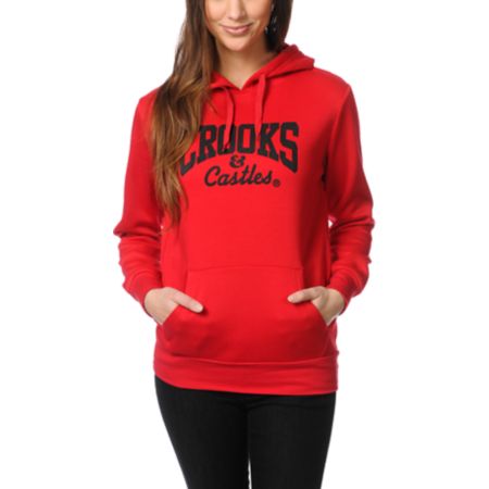 Crooks and Castles Girls Core Logo Red Pullover Hoodie