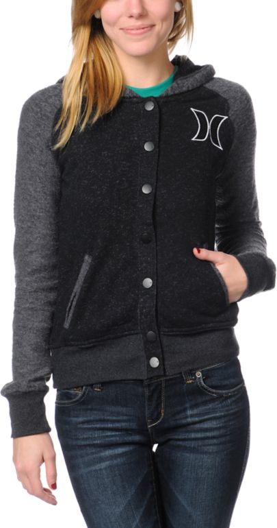 Hurley Girls JV Black & Grey Fleece Varsity Hoodie