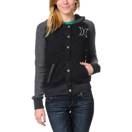 Hurley Girls JV Black & Grey Fleece Varsity Hoodie