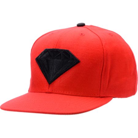 Diamond Supply Emblem Red & Black Snapback Hat