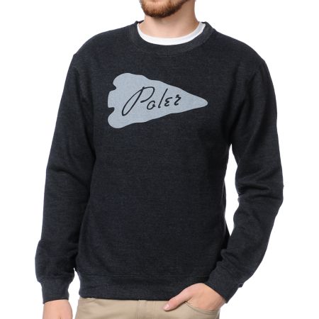 Poler Arrowhead Dark Grey Crew Neck Sweatshirt