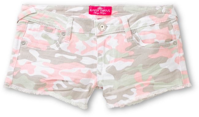 Almost Famous Sherie Pink Camo Cut Off Shorts