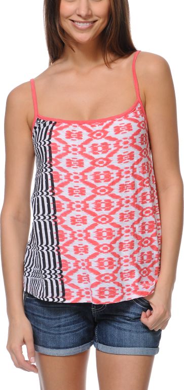 Unionbay Farrah Coral Ikat Print Tank Top