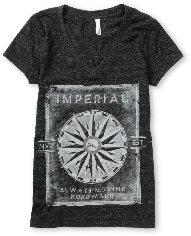 Imperial Motion Girls Moving Forward Charcoal V-Neck Tee Shirt
