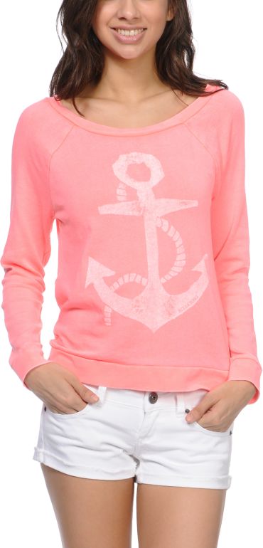 Billabong Lost Again Neon Coral Long Sleeve Shirt