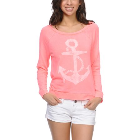 Billabong Lost Again Neon Coral Long Sleeve Shirt