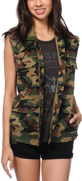 Obey Lerner Sleeveless Camo Print Vest