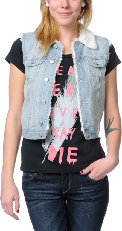 Thread and Supply Sherpa Fleece Lined Denim Vest