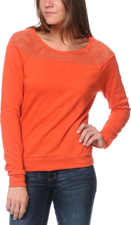 Element Girls Court Fashion Poppy Orange Crew Neck Sweatshirt