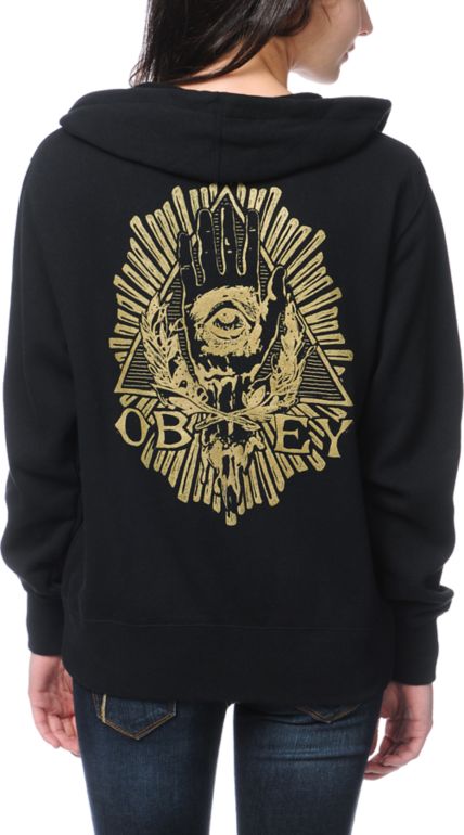 Obey All Eye Black Zip Up Hoodie