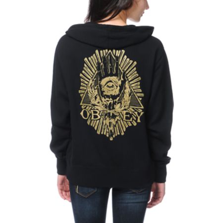 Obey All Eye Black Zip Up Hoodie