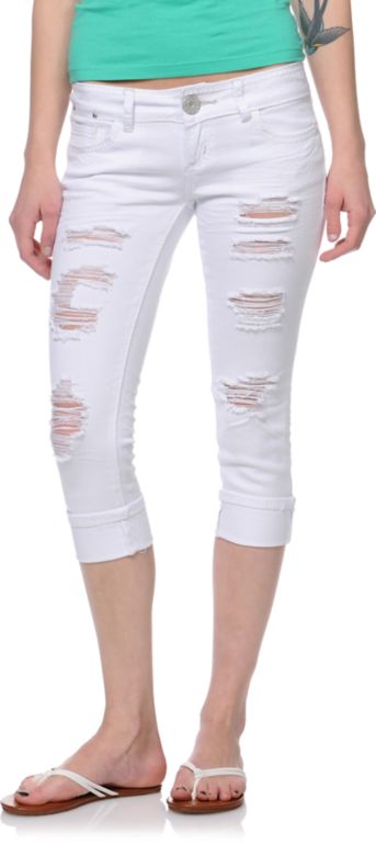 Almost Famous Fran White Cropped Jeans