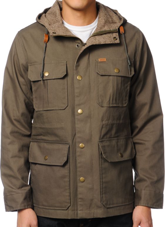 Obey Rocky Army Green Hooded Workwear Jacket