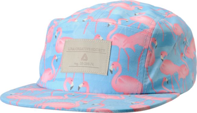 Lira Girls Blue Flamingo Print 5 Panel Hat