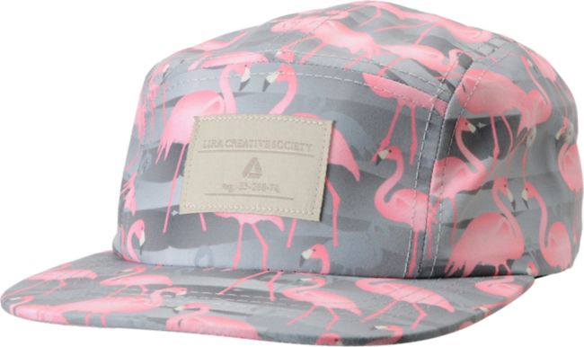 Lira Girls Grey Flamingo Print 5 Panel Hat