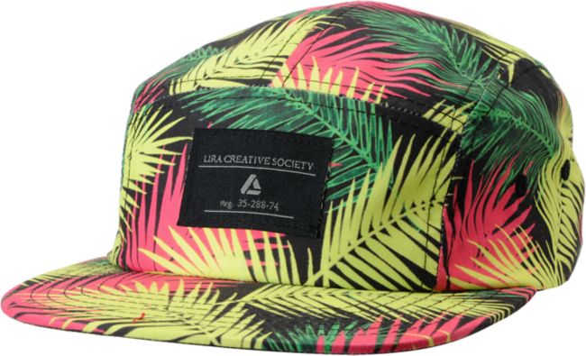 Lira Girls Black & Neon Leaf Print 5 Panel Hat