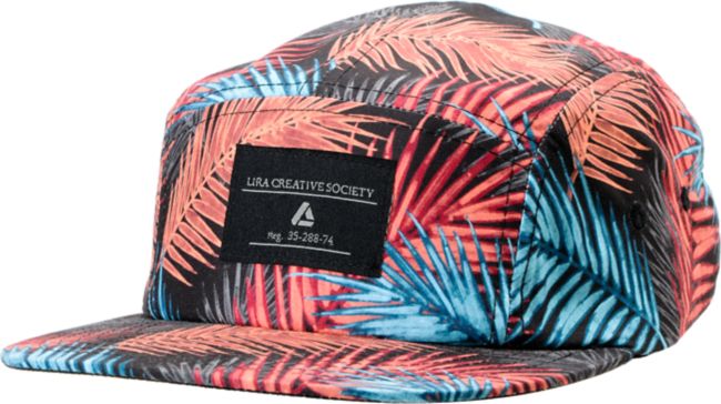 Lira Girls Black & Blue Leaf Print 5 Panel Hat