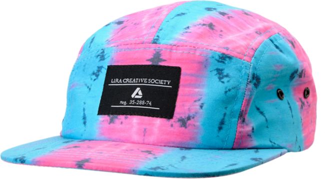 Lira Girls Tie Dye Pink & Blue 5 Panel Hat