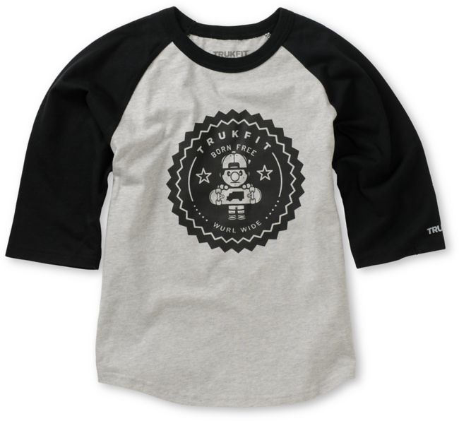 Trukfit Boys Lil Tommy Seal Grey & Black Baseball Tee Shirt