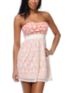 Lunachix Coral & Cream Tribal Print Crochet Strapless Dress