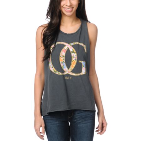 Obey OG Spring Charcoal Open Back Tank Top