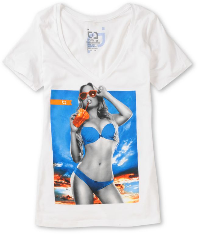 TMLS Girls Sky Is The Limit White V-Neck Tee Shirt