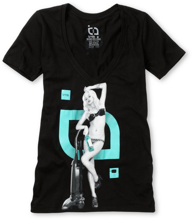 TMLS Girls Weaver Wifey Black V-Neck Tee Shirt