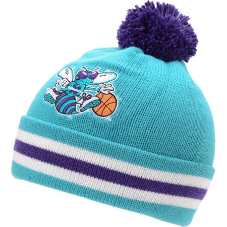 NBA Mitchell And Ness Charlotte Hornets Turquoise Pom Beanie