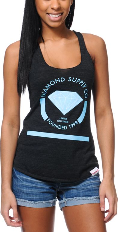 Diamond Supply Girls I Shine You Shine Charcoal Tank Top