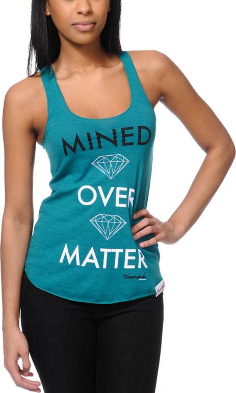 Diamond Supply Girls Mined Over Matter Teal Tank Top